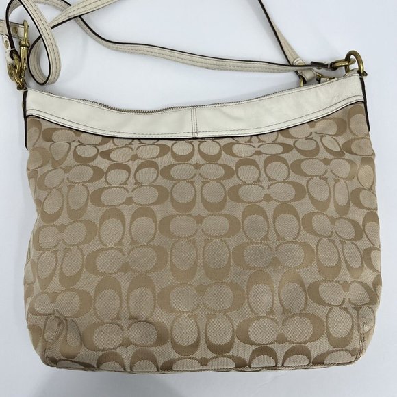 COACH Bag 519402 Canvas & Leather Handbag Shoulder Crossbody Tan Brown Yellow - Picture 8 of 12